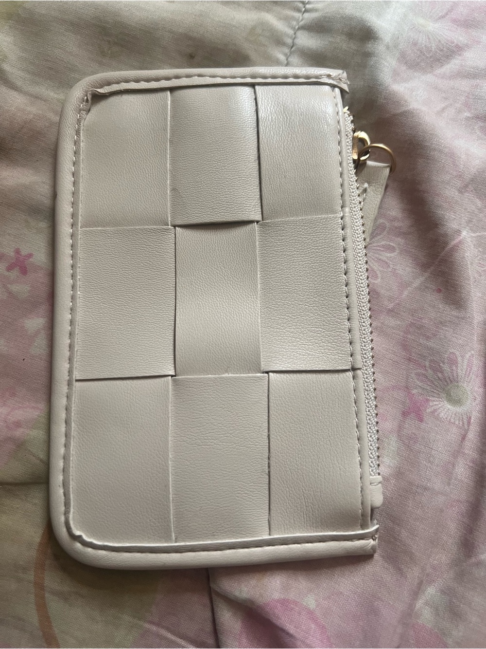 Woven Zip Around Wallet - Cream